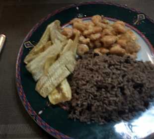 Shrimps mit Reis & Bohnen