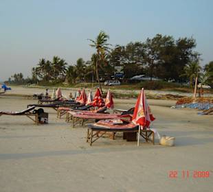 Sunbeds on beach