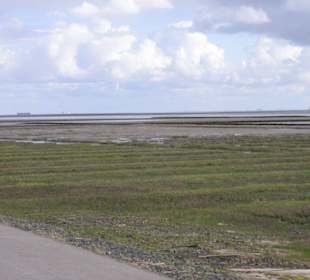 Blick vom Deich auf den Hindenburgdamm