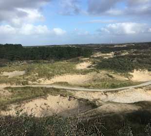 Direkt hinter dem Hotel beginnt die Dünenlandschaft .