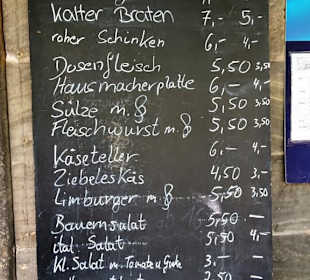 Das Angebot auf der Schiefertafel