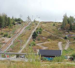 Blick auf den Skihang von unten