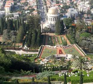 Bahai-Gärten in Haifa von oben