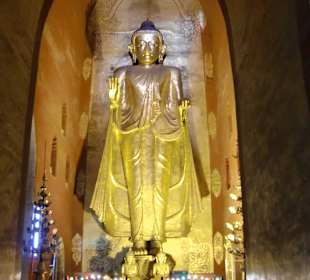 Vergoldeter Teakholzbuddha