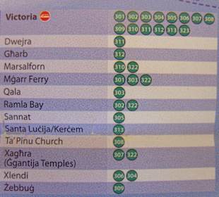 Diese Bus-Linien führen ans "Ziel" auf  Gozo !