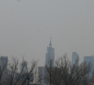 Blick vom Nationalstadion zur Warschauer Skyline