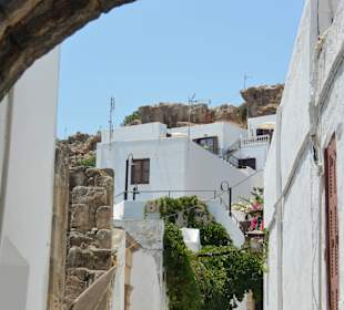 Blick auf die kubischen Häuser