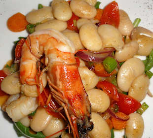 Bohnensalat mit Scampis