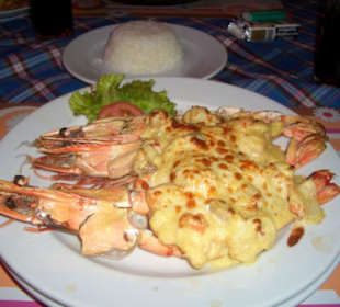 King Prawn mit Käse überbacken