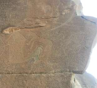 Reliefs auf den Felsen in das Wadi Hammamat