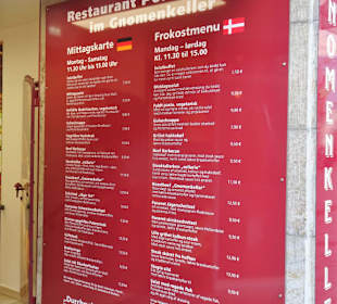 Die preiswerte Mittagskarte im Eingang