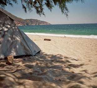 Zelt am Korassida Strand