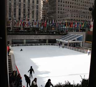 Ice skating in front of Rockefeller Center