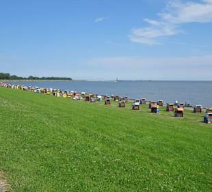 Blick vom Deich auf die Grimmershörnbucht