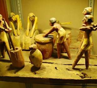 A diorama of a bakery and brewery