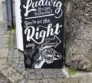 Wegweiser zum Burger Restaurant Ludwig
