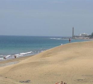 Blick auf Leuchturm von Dünen