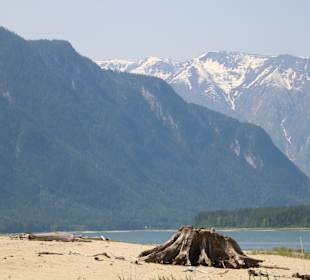 ...schneebedeckte Berge im Hintergrund!