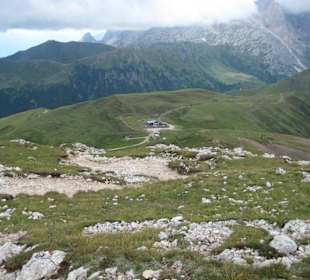 Blick zur Plattkofelhütte