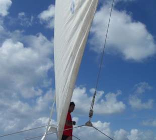 Zurück mit dem Katamaran