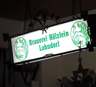 Schild über der Theke