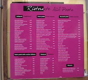 Ein Teil der Speisekarte vom Ristorante