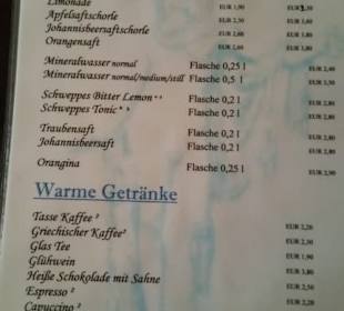 Getränkekarte