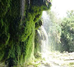 Der große Wasserfall im Juli von der Seite gesehen