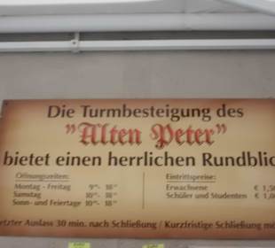 Beschilderung zur Turmbesteigung