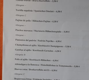 Speisekarte La vie est belle