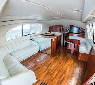 Inside the yacht Fortuna