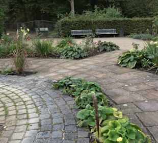 Brunnenschale im Rosengarten
