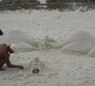 Kunst am Strand aud dem Weg nach El Kantauoi