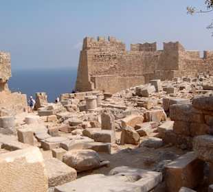 Blick von der Akropolis in Lindos