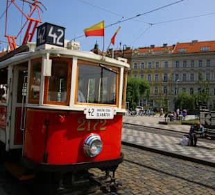 Eine der beiden Bahnen der historische Straßenbahn