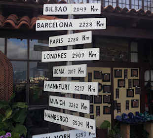 Hinweisschild mit Kilometern