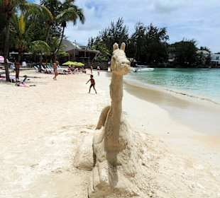 Sandkuenstler Sanjay Jhowry in Pereybere