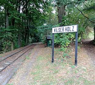 Der Kurweg 1 mit der Haltestelle der Museumsbahn