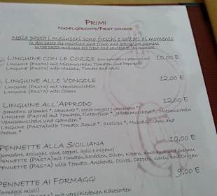 Auszug aus der Speisekarte Ristorante l'Approdo 