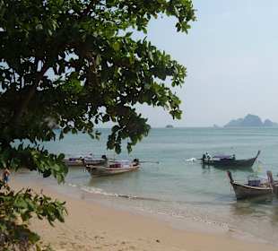 Long Tail Boote am Strand