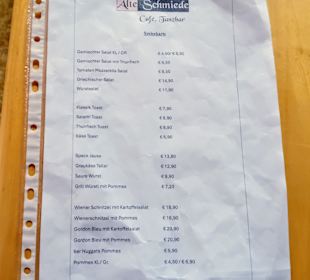 Die Speisekarte