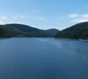 Blick zum Stausee der Ohra-Talsperre