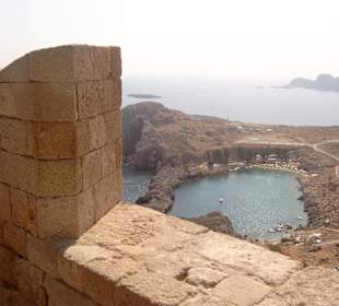 Blick von der Akropolis in Lindos
