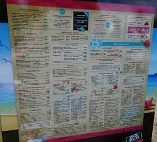 Die umfangreiche Speisekarte des L´Eté Indien