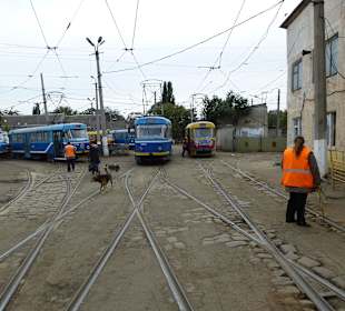 Auf dem Straßenbahnhof