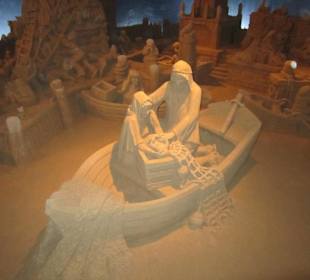 Fischerdorf-Krippe - Die heilige Familie im Boot