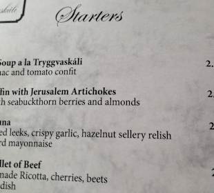 Speisekarte Vorspeisen