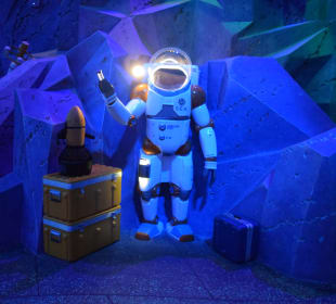 Futuristischer Bereich mit Fahrgeschäften