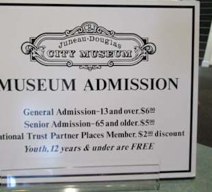 City Museum Juneau, Eintrittspreise
