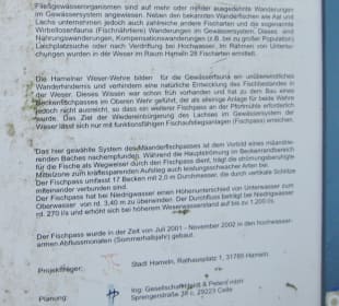 Infotafel zum Mäanderfischpass